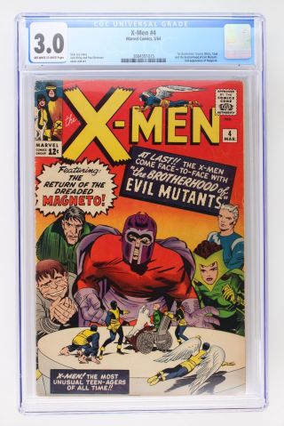 X - Men 4 - Marvel 1964 Cgc 3.  0 1st App Quicksilver,  Scarlet Witch & Toad