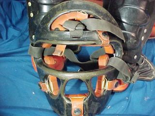 Early 1960s BASEBALL CATCHERS EQUIPMENT w Mask - Shin Pads - Chest Protector 2