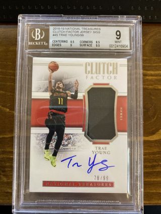 Trae Young Rookie Patch Auto /99 Rpa Clutch Psa 9 2018 - 19 National Treasures Rc