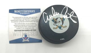 Emilio Estevez Signed Autograph Hockey Puck - The Mighty Ducks Beckett Bas 3