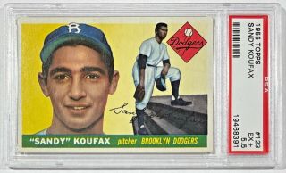1955 Topps Sandy Koufax Rc 123 Psa 5.  5 Ex,  Brooklyn Dodgers Hof Rookie Card