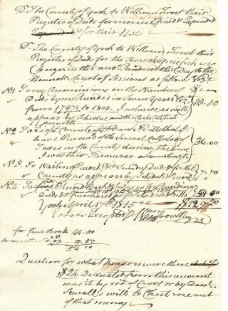 William Frost York Maine Revolutionary War Officer Autograph Invoice Signed 1815