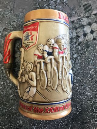 1984 Los Angeles Olympics Budweiser Beer Stein Mug Anheuser Busch Ceramarte