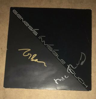 Signed Genesis Invisible Touch 7” Mike Rutherford Tony Banks Photo Rare Collins