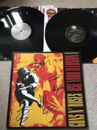 Authentic Hand Signed Guns N Roses Vinyl By Slash,  Mckagan,  Rose,  Adler,  Izzy