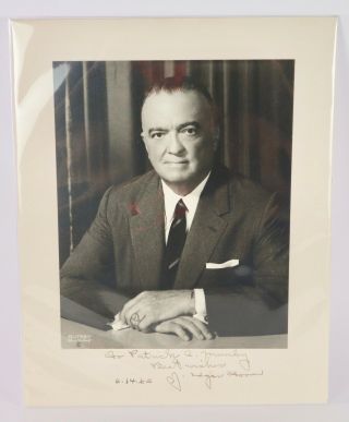 1963 Hand Signed Photo J Edgar Hoover Director Of The Fbi - - Max Munn Autrey