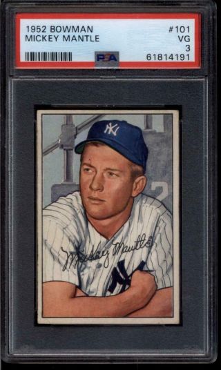 1952 Bowman 101 Mickey Mantle Psa 3 Vg Yankees