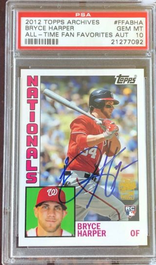 2012 Topps Archives Bryce Harper Rookie Card Auto Psa 10 All - Time Fan Favorites