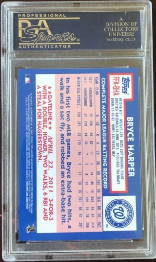 2012 Topps Archives Bryce Harper Rookie Card Auto PSA 10 All - Time Fan Favorites 2