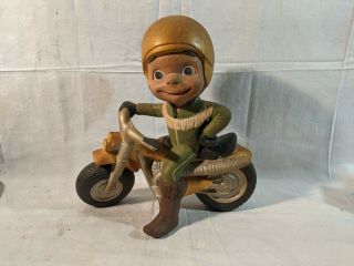 Vintage Atlantic Mold Company Ceramic Mac Tool Boy Riding Motorcycle