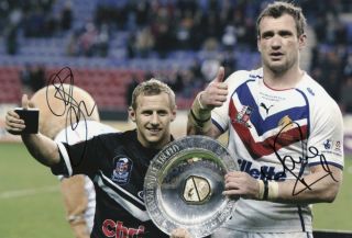 Rob Burrow & Jamie Peacock In Person Signed 12x8 Photo Leeds Rhinos Proof