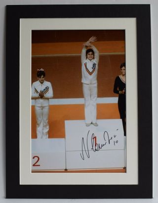 Nadia Comaneci Signed Autograph 16x12 Photo Display Olympic Gymnastics Aftal