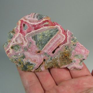 3.  7 " Banded Pink Rhodochrosite Polished Gemstone Slab Slice - Argentina