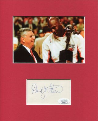 David Stern Nba Commissioner Hof Rare Signed Photo Display W/ Michael Jordan Jsa