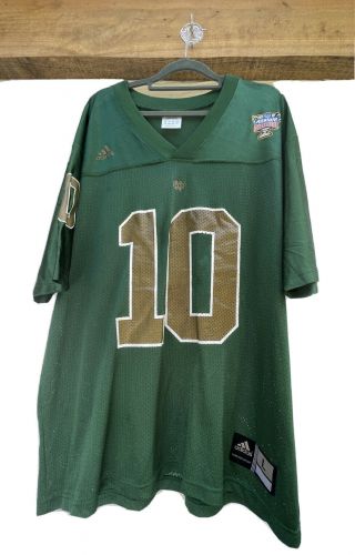 Notre Dame 2007 Allstate Sugar Bowl Green & Gold Jersey | 10 Brady Quinn