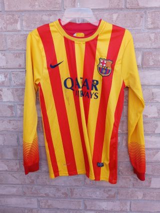 Barcelona Nike Dri - Fit Lionel Messi Long Sleeve Soccer Jersey Mens L Futbol