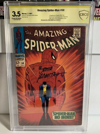 Spiderman 50 Cbcs 3.  5 Signed By John Romita 1st Kingpin