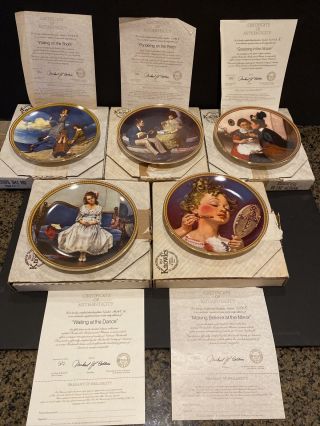 1980’s (5) Bradford Exchange Norman Rockwell Plates Rediscovered Women’s Series ￼