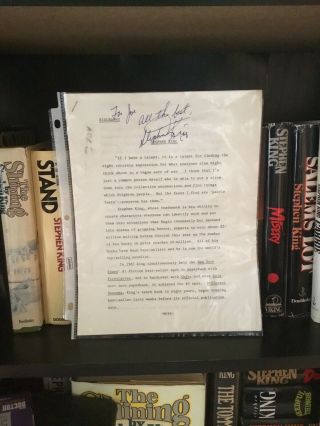 Stephen King Autograph (not Reprint)