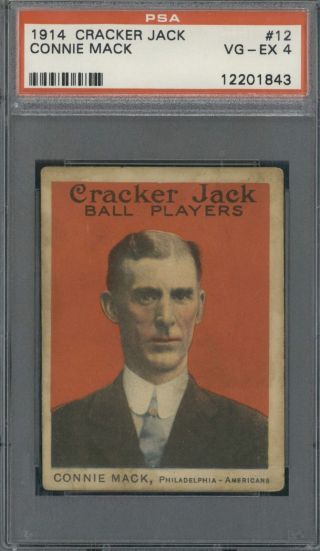 1914 Cracker Jack 12 Connie Mack Psa 4 Vg - Ex