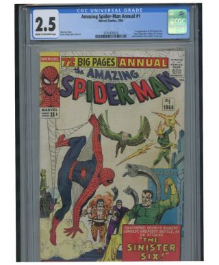Spider - Man Annual 1 (1964) 1st Appearance Sinister Six Cgc 2.  5 Gd,