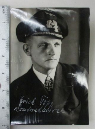German Navy Konteradmiral Erich Topp Autographed Photo Ww2 U - Boat Commander