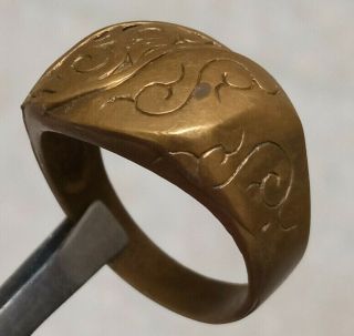 Rare Extremely Ancient Bronze Roman Ornament Wedding Ring Artifact Old