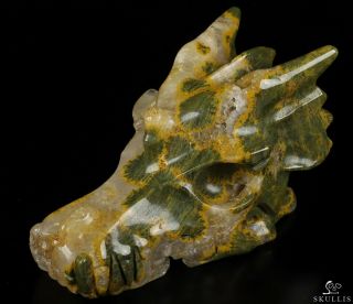 5.  1 " Ocean Jasper Carved Crystal Dragon Skull,  Crystal Healing