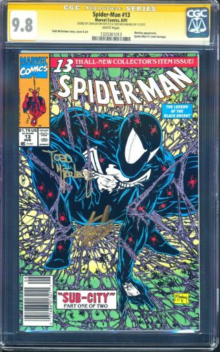 Spider - Man 13 Newsstand/upc Cgc Ss 9.  8 Mcfarlane,  1 Signed In Gold Stan Lee 1990