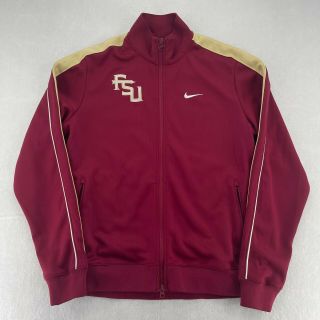 Nike Dri Fit Striped Red Florida State Seminoles Fsu Jacket Zip Men 