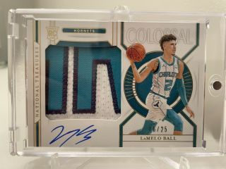 2020 - 21 National Treasures Lamelo Ball /25 Rookie Patch Auto Rc Rpa - Hornets