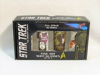 Star Trek Shot Glass Series Fine Art Boxed Set Of 4 Glasses Great Gift