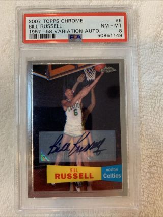 Bill Russell 2007 Topps Chrome Refractor Auto Jersey Number 06/29 Pop 1
