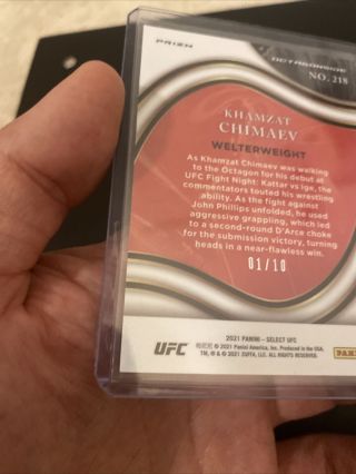 2021 Select UFC Khamzat Chimaev Rookie Gold Prizm Octagonside 1/10 5