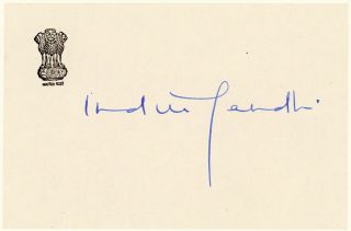 Indira Gandhi - 3rd Prime Minister Of India & Only Female Pm/signed Page/vf