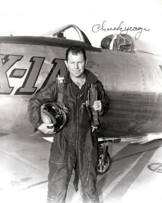 Signed 8x10 Photo Of Chuck Yeager By The Bell X - 1a