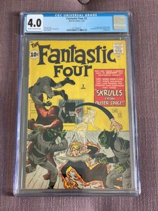 Fantastic Four 2 Cgc 4.  0 1st Appearance Skrulls,  2nd Ff Presents Nicer
