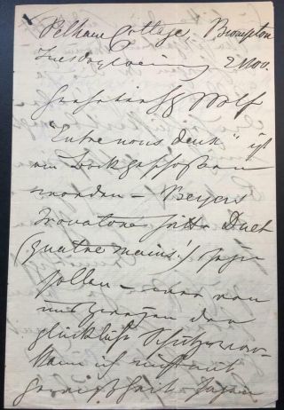 Ferdinand Praeger,  German Composer,  Biographer Of Wagner,  Signed Letter.  1863