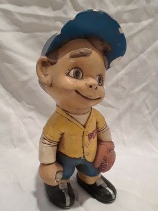 Vintage " Smiley " Boy Baseball Player Ceramic Atlantic Mold Figurine
