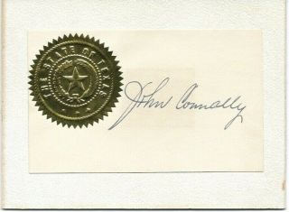 Texas Governor John Connally Signed Document Portion Next To State Of Texas Seal