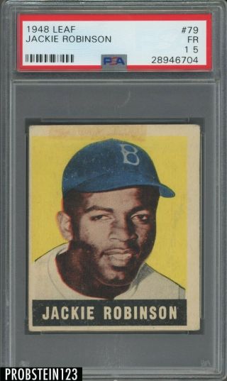 1948 Leaf 79 Jackie Robinson Dodgers Rc Rookie Hof Psa 1.  5 " Iconic Card "