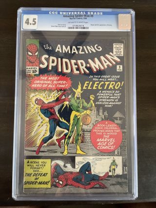 Spider - Man 9 Cgc 4.  5 1st App Electro 1964 Marvel Comics