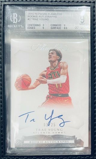 2018 - 19 Flawless Trae Young 1/25 Bgs 9 W/ 10 Auto
