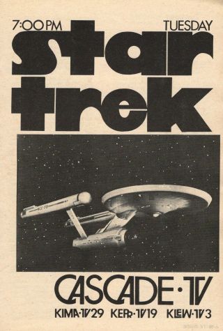 1973 Kima Kepr Klew Yakima,  Wa Tv Guide Ad Star Trek On U.  S.  S.  Enterprise