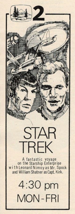 1973 Krem Spokane,  Wa Tv Guide Ad Star Trek Series Spock & Captain Kirk