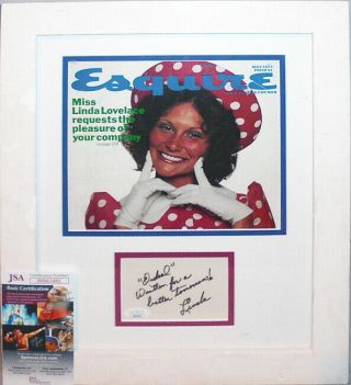 Rare - Linda Lovelace - Jsa - Deep Throat - Adult/porn Star Esquire Autograph Display