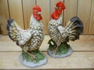 Vintage Homco Home Interiors Rooster And Hen Figurine Set 1446