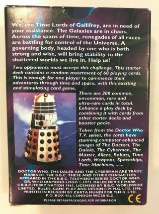 1996 Doctor Who The Collectable Trading Card Game 60 Card Starter Deck 3