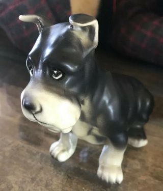 Vintage Lefton - Small Schnauzer - Painted Porcelain Dog Figure