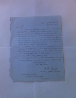 Secretary Of The Treasury William Meredith Signed 1850 Letter - - - Zachary Taylor